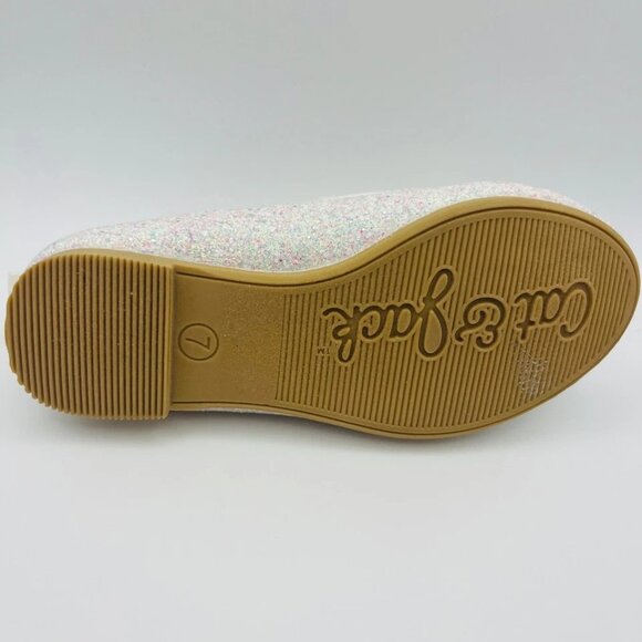 Toddler Girls' Lily Glitter White Slip On Ballet Flats Elastic Strap Size 10 - Picture 4 of 4